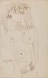 Untitled by F. N. Souza, 1961, Pen and ink on paper pasted on mount board, sold Mar 2024