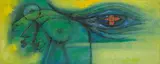 Peacock Feather by Laxman Pai, Oil on canvas, sold Mar 2024