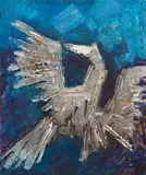 Sufi Bird by M. F. Husain, Oil on canvas, sold Mar 2024