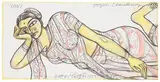 Reclining Woman by Jogen Chowdhury, 2007, Pastel and charcoal on paper pasted on mount board, sold Dec 2023
