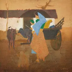 Untitled (Mother and Child) by Narayan Shridhar Bendre, Oil on canvas, sold Dec 2023