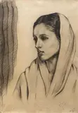 Maki by Jehangir Sabavala, 1945, Pencil on paper pasted on mount board, sold Dec 2023