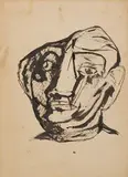 Head (Study for Sculpture) by Tyeb Mehta, Ink on paper, sold Dec 2023
