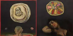 Untitled (Dreamers) by Jogen Chowdhury, Oil on canvas, sold Dec 2023