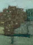Untitled (Benaras) by Ram Kumar, Oil on board, sold Dec 2023