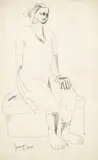 Untitled (Seated Woman) by F. N. Souza, 1949, Ink on paper, sold Dec 2023