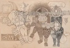 Untitled by J. Sultan Ali, Ink and pencil on paper, sold Dec 2023