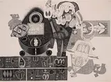 Shiva Shakti by J. Sultan Ali, Ink on paper pasted on card, sold Dec 2023