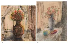 Untitled by K H, Gouache and pastel on board pasted on mount board, sold Dec 2023