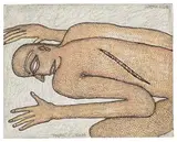 Dead-I by Jogen Chowdhury, 2004, Pen, ink and pastel on paper, sold Dec 2023