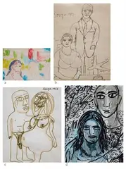 Srimati's Exhibition in London by F. N. Souza, 1997, Gouache, felt tip pen and pen on card, sold Dec 2023