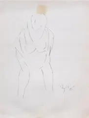 Untitled by Tyeb Mehta, Pencil on paper, sold Dec 2023