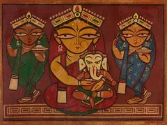 Untitled by Jamini Roy, Tempera on canvas pasted on board, sold Dec 2023