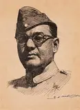Portrait of Netaji Subhash Chandra Bose by Sawlaram Haldankar, Ink on paper, sold Dec 2023