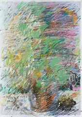 Blumenstillleben by Dieter Roth, 1998, Gouache über Digitaldruck, sold May 2025