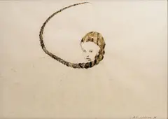 Rituale - Ein Zopf by Cornelia Schleime, 1996, Tusche, sold May 2025