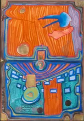 Kleiner Palast der Krankheit by Friedensreich Hundertwasser, 1970, Farbholzschnitt/Japan, sold May 2025