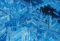London Parlament by Edward Dwurnik, 1994, Acryl/Lw, sold May 2025
