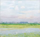 Sommertag mit Quelkhorner Mühle by August Haake, Öl/Lw, sold May 2025