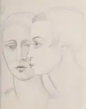 Doppel-Selbstportrait by Dorothea Maetzel-Johannsen, 1920, Bleistiftzeichnung, sold Mar 2025