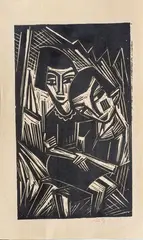 Paar by Emil Maetzel, 1920, Holzschnitt, sold Mar 2025