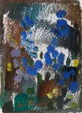 Kleine Blaue Blumen by Siegward Sprotte, 2002, Öl/Papier, sold Mar 2025