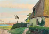 Kleines Haus in Nieblum by Otto Heinrich Engel, 1902, Öl/Lw./Karton, sold Mar 2025