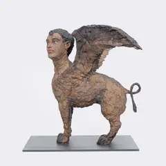 Sphinx by Stephan Balkenhol, 2014, Bronze, patiniert und bemalt, sold May 2025
