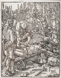 Christus wird an das Kreuz genagelt by Albrecht Durer, 1511, Holzschnitt, sold Nov 2024