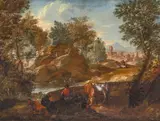 Südliche Landschaft mit Hirten by Alexander Keirincx, Öl/Lw, sold Nov 2024