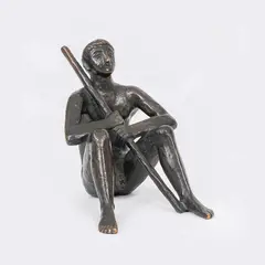 Kleiner Hirte by Fritz Fleer, 1969, Bronze, dunkel patiniert, sold Sep 2024