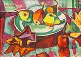 Birnen auf einem Silberteller by Ivo Hauptmann, 1951, Öl/Lw, sold Sep 2024