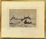 Untitled by William Roxby Beverley, ink sketch seascape, sold Jan 2023