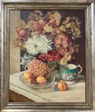 Untitled by Arthur Sleight, oil on canvas still life dated 1936, sold Jan 2023