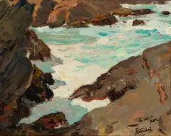 Carmel Coast by William Frederic Ritschel, oil on canvas, sold Jan 2026
