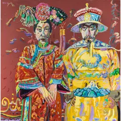 Emperor and Empress by Shen Liang, 1997, oil on canvas, sold Jan 2026
