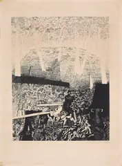 Heights of Macchu Picchu Series- Chain/Link/Step/Knives by Vivan Sundaram, Serigraph on paper, sold Mar 2025