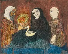 Homage to the Hamsa by Badri Narayan, 1991, Ink and watercolour on paper, sold Mar 2025