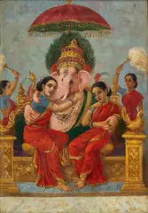 Riddhisiddhi Ganpati by Raja Ravi Varma, Oil on canvas, sold Mar 2025