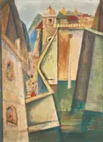 Galta, Jaipur by Bimal Dasgupta, 1945, Gouache on board, sold Mar 2025