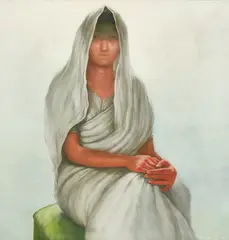 Portrait of _____ by Bikash Bhattacharjee, Oil on canvas, sold Mar 2025