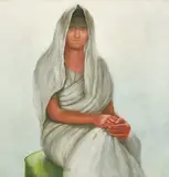Portrait of _____ by Bikash Bhattacharjee, Oil on canvas, sold Mar 2025
