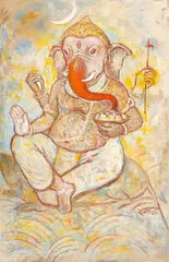 Ganesha by K. K. Hebbar, Oil on canvas, sold Mar 2025