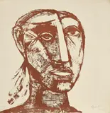 Head by Tyeb Mehta, Lithograph on paper, sold Mar 2025