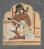 Esraj Player by Nandalal Bose, Tempera on paper, sold Mar 2025