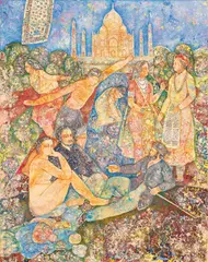 Le Déjeuner Au Taj Mahal, Hommage à Manet by Sakti Burman, Oil on canvas, sold Mar 2025