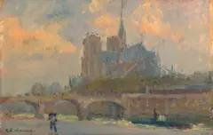 Effet de lumière sur Notre-Dame à Paris by Albert Lebourg, Huile sur panneau, sold Sep 2026