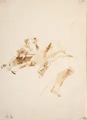 Etude de figure féminine pour un décor plafonnant by Giovanni Battista Tiepolo, Plume et encre brune, lavis brun, sold Sep 2026