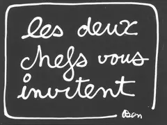 Les deux chefs vous invitent by Ben, 1991, Correcteur blanc sur papier marouflé sur panneau d’isorel, sold Apr 2026