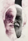 Portrait de Roger Vergé by Gottfried Honegger, 2000, Feutre et impression photographique en noir et blanc déchirée sur feuille de plastique, sold Apr 2026